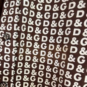 Vintage Dolce & Gabbana Brown Button-Down Shirt with White Logo Print